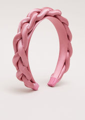 Satin Plaited Headband - Pale Pink