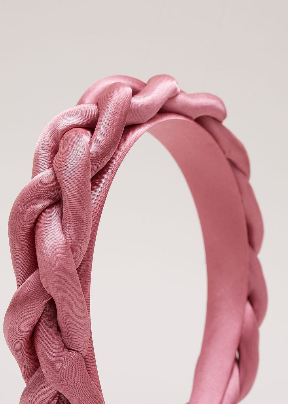 Satin Plaited Headband - Pale Pink