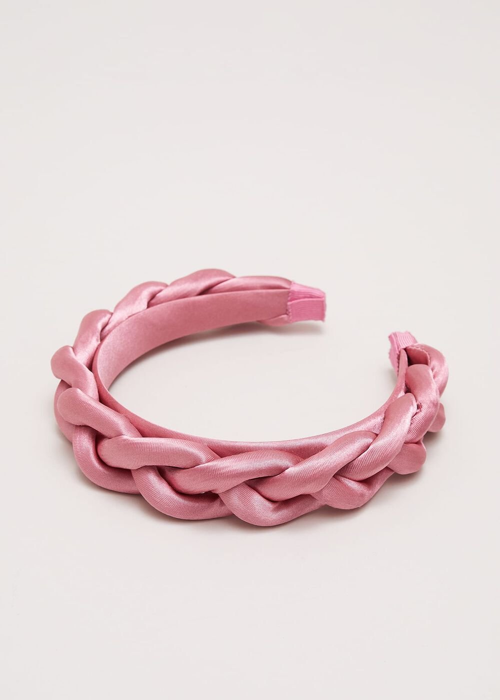 Satin Plaited Headband - Pale Pink