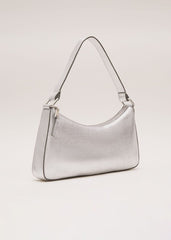 Silver Leather Mini Shoulder Bag - Silver