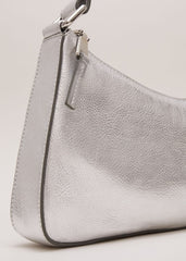 Silver Leather Mini Shoulder Bag - Silver