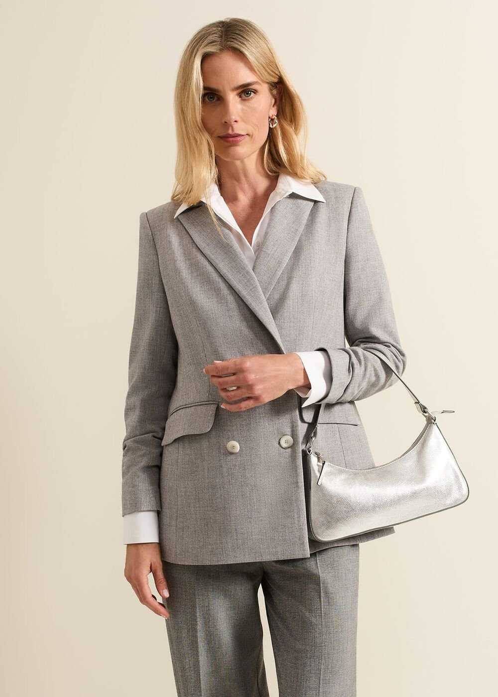 Silver Leather Mini Shoulder Bag - Silver