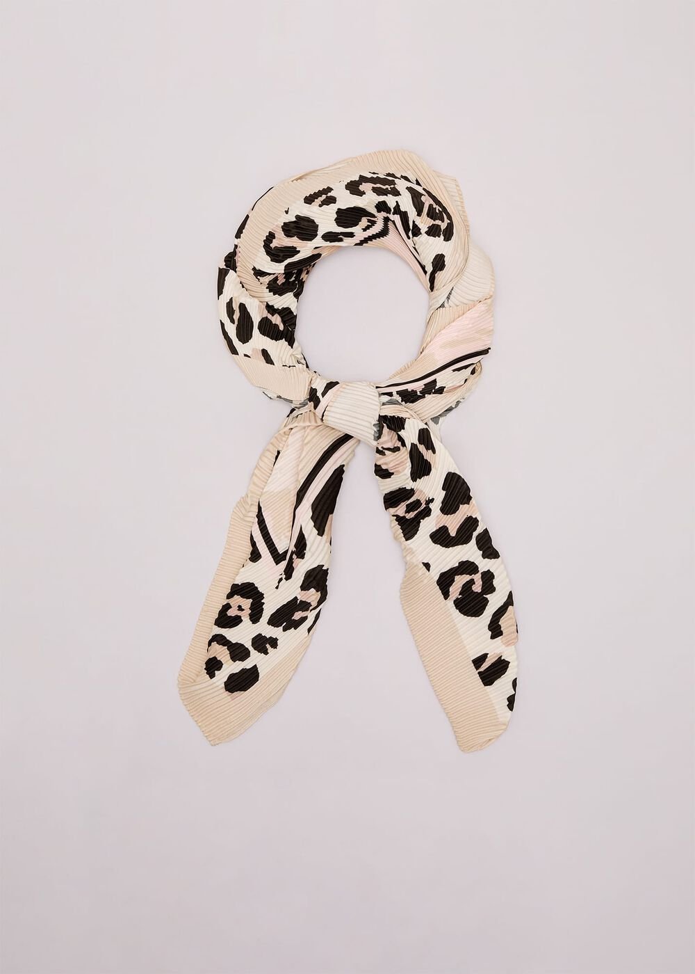 Leopard Pleated Scarf - Brown