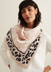 Leopard Pleated Scarf - Brown