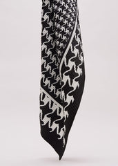 Houndstooth Pleated Scarf - Black