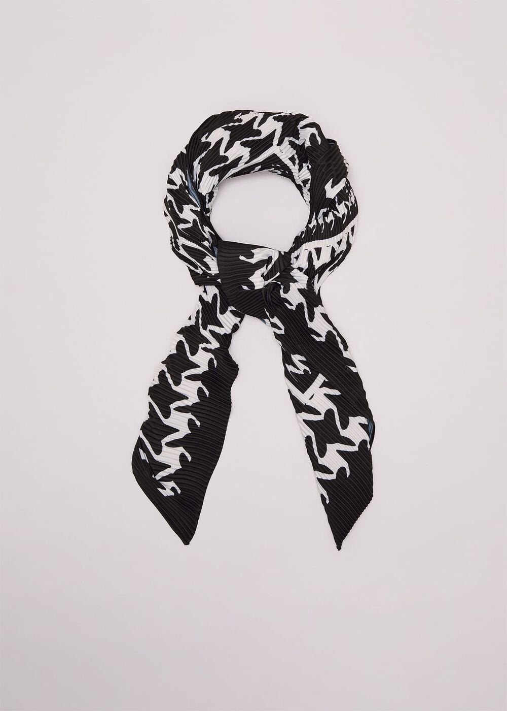 Houndstooth Pleated Scarf - Black
