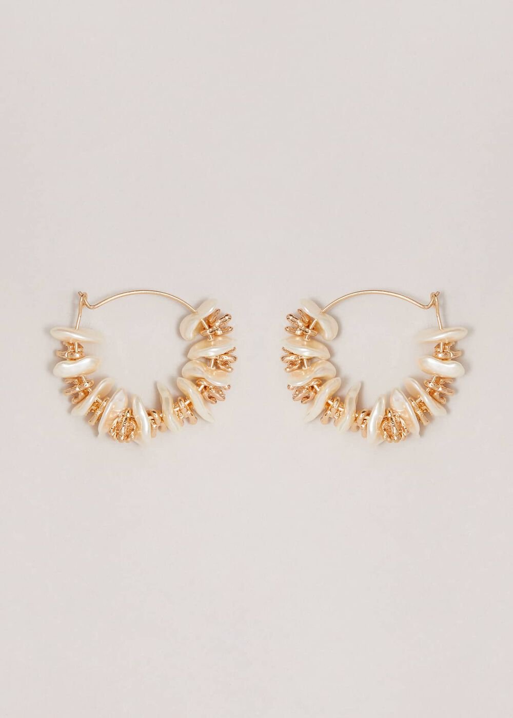 Pearl Detail Hoop Earrings - Gold