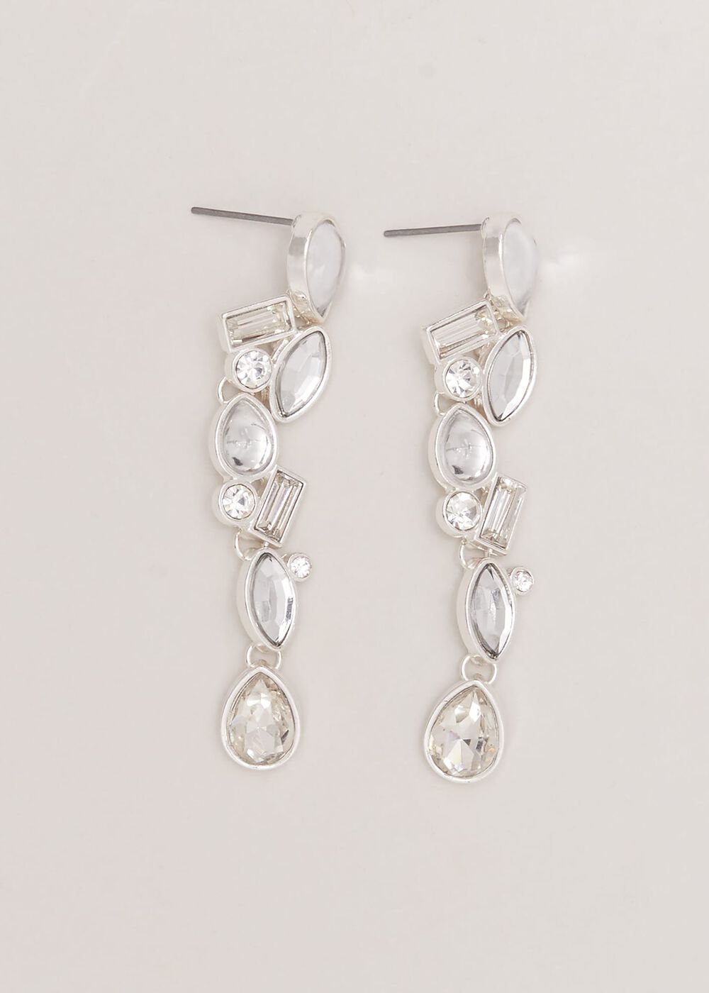 Stone Drop Earrings - Silver