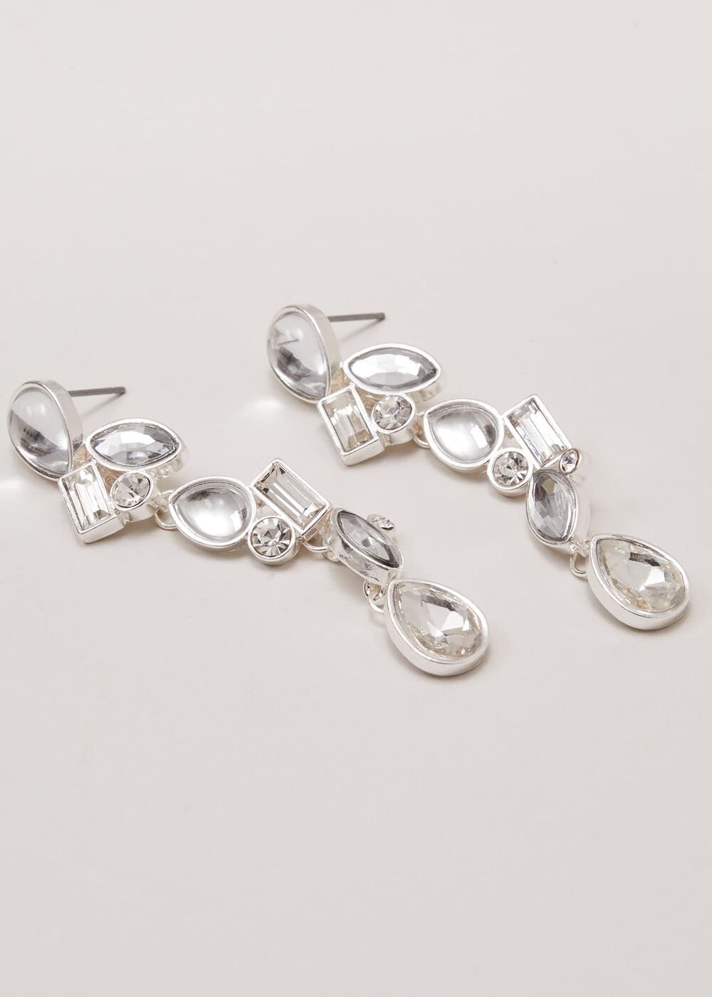Stone Drop Earrings - Silver