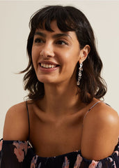 Stone Drop Earrings - Silver