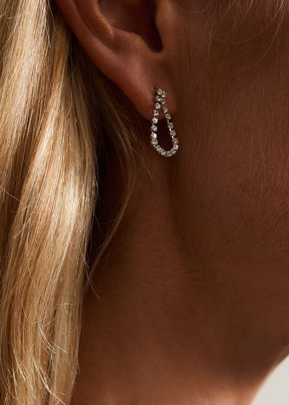 Sparkle Stone Teardrop Earrings - Silver