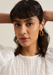 Gold Hexagon Hoop Earrings Set - Gold