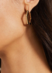 Gold Hexagon Hoop Earrings Set - Gold