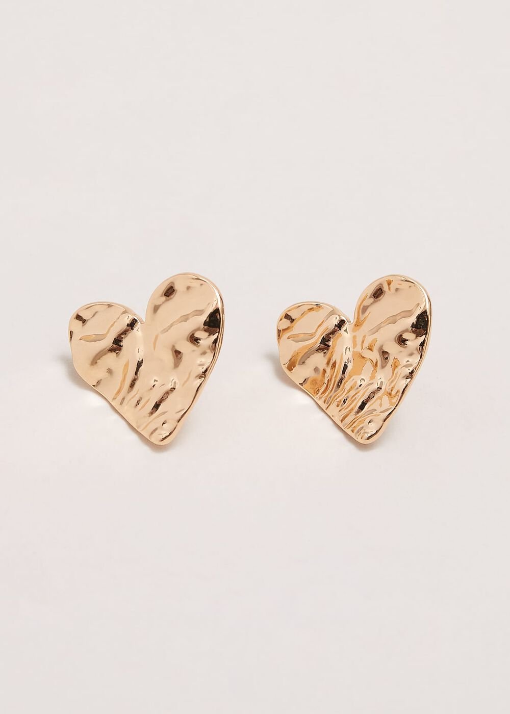 Gold Large Heart Stud Earrings - Gold