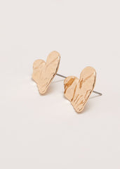 Gold Large Heart Stud Earrings - Gold