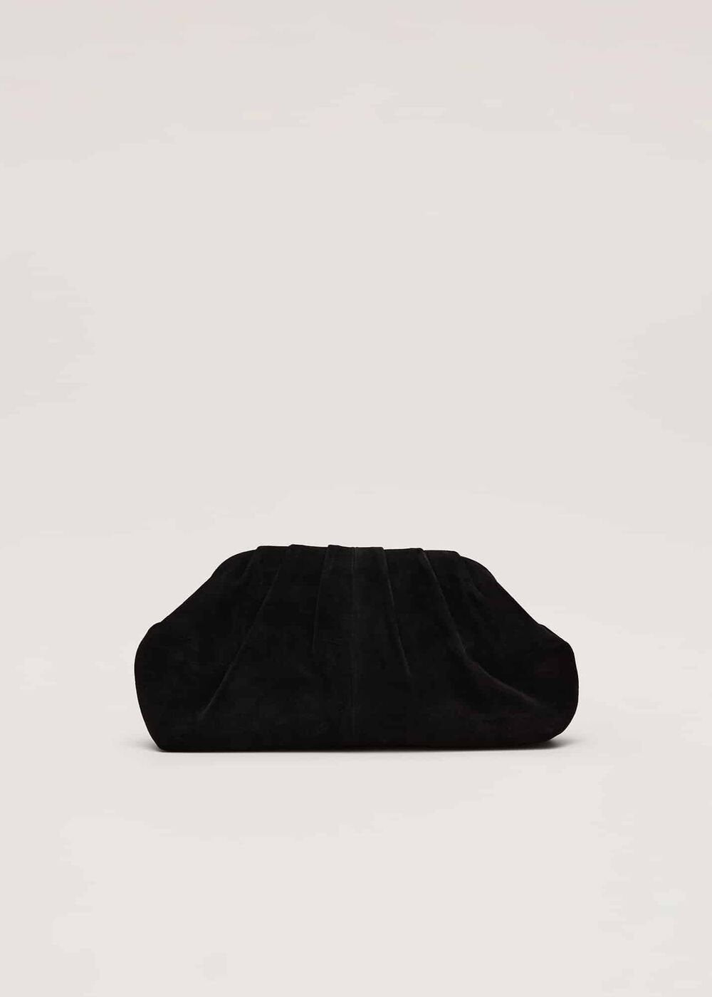 Black Suede Pouch Clutch Bag - Black