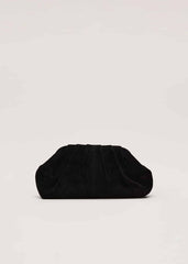 Black Suede Pouch Clutch Bag - Black