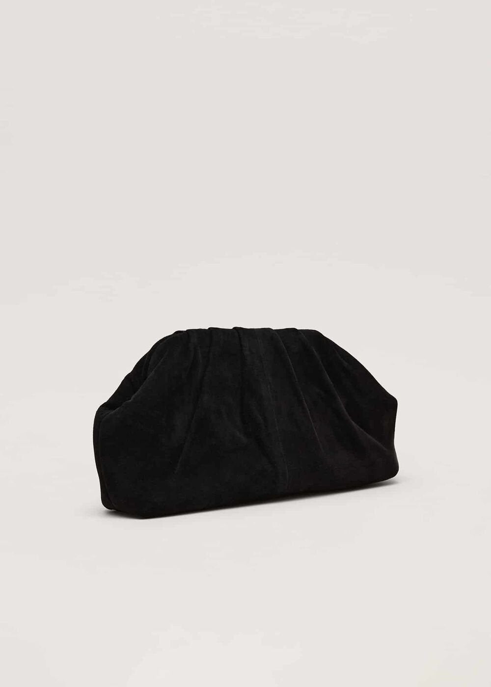Black Suede Pouch Clutch Bag - Black