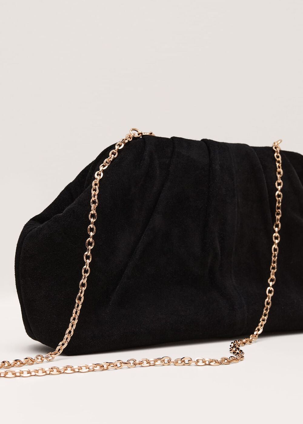 Black Suede Pouch Clutch Bag - Black
