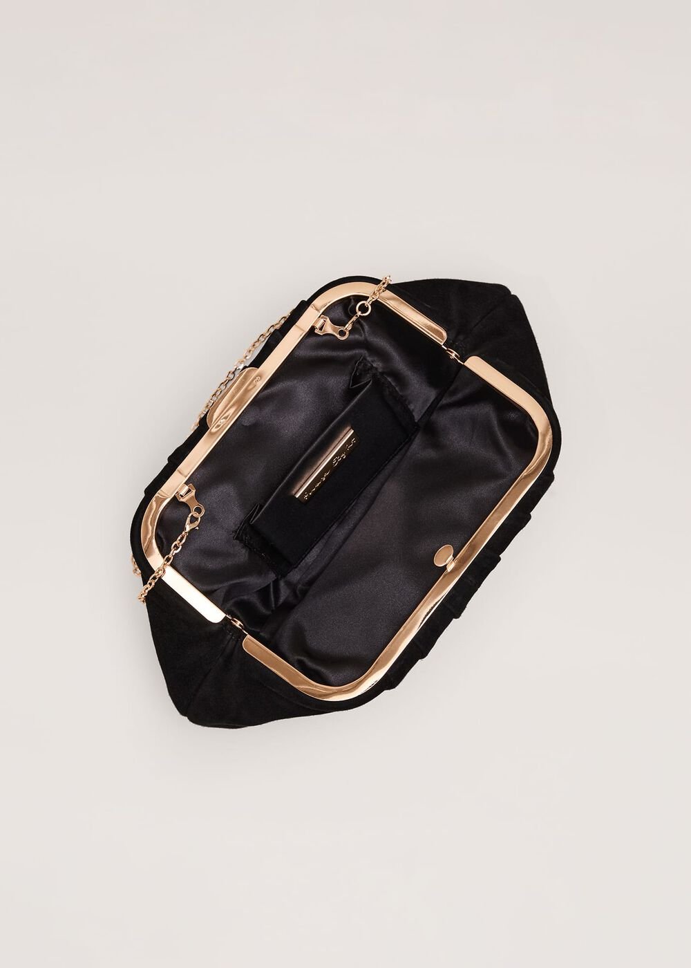 Black Suede Pouch Clutch Bag - Black