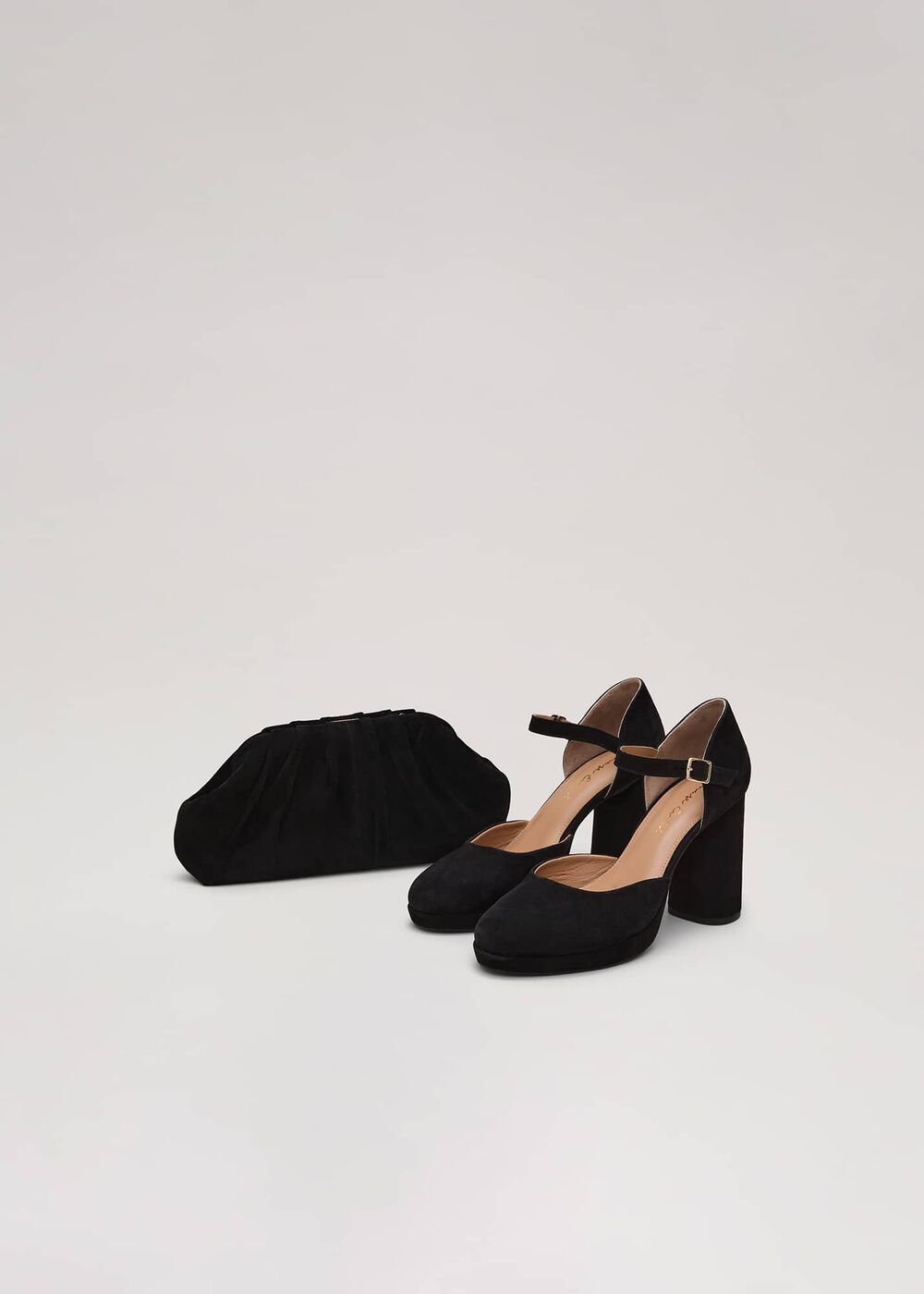 Black Suede Pouch Clutch Bag - Black