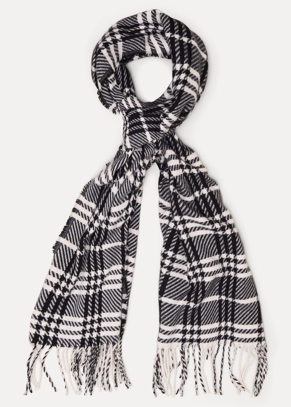 Checked Printed Scarf - Black/Ivory
