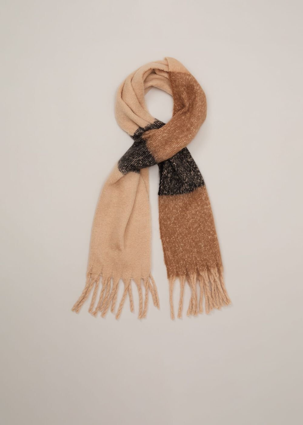 Oversized Stripe Brushed Scarf - Black/Multi