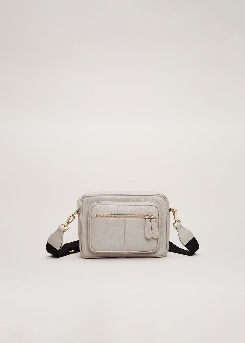 Grey Leather Cross Body Bag - Grey