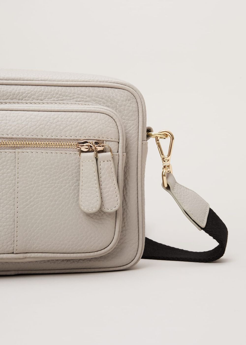 Grey Leather Cross Body Bag - Grey