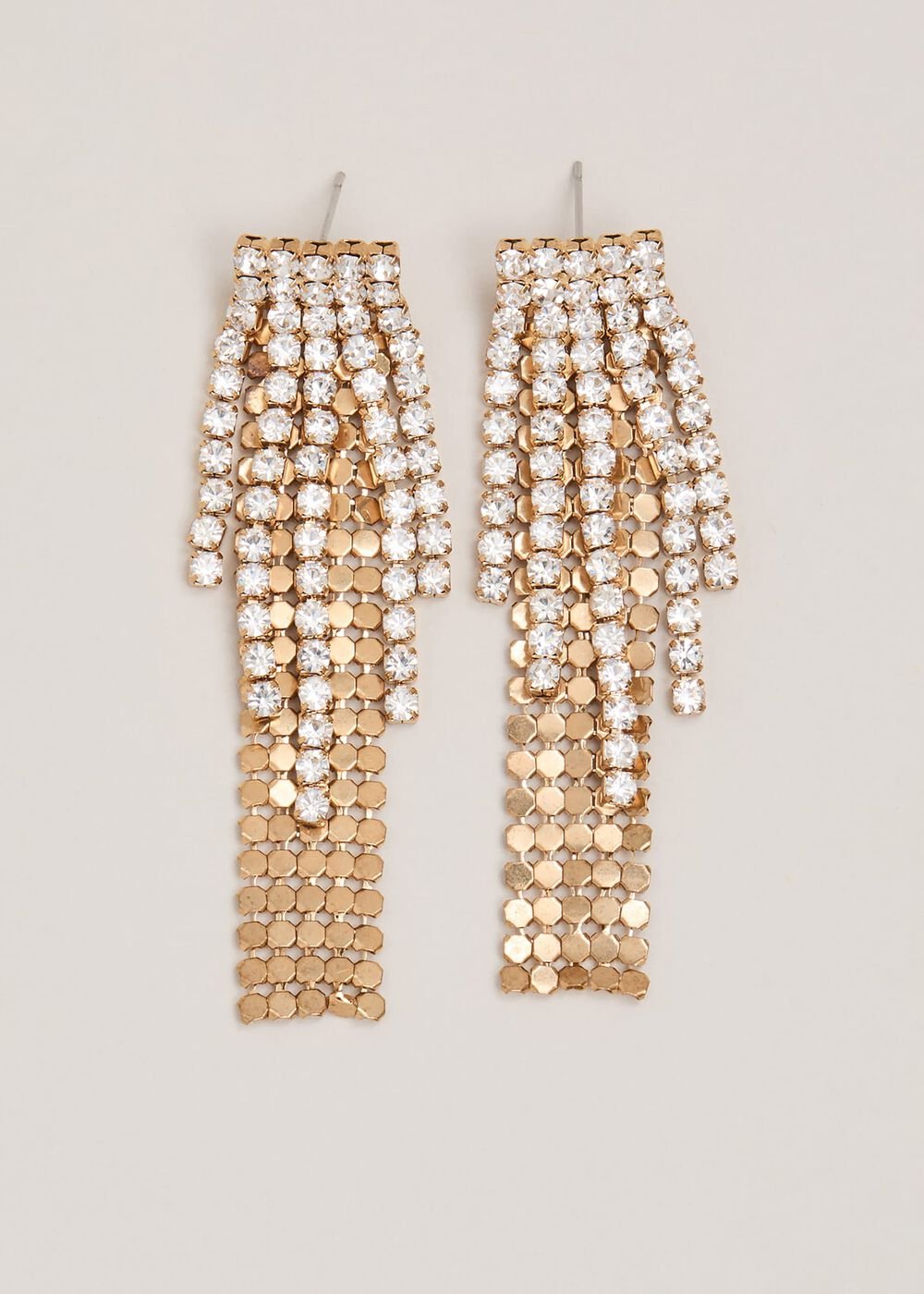 Gold Chainmail Sparkle Drop Earring - Gold