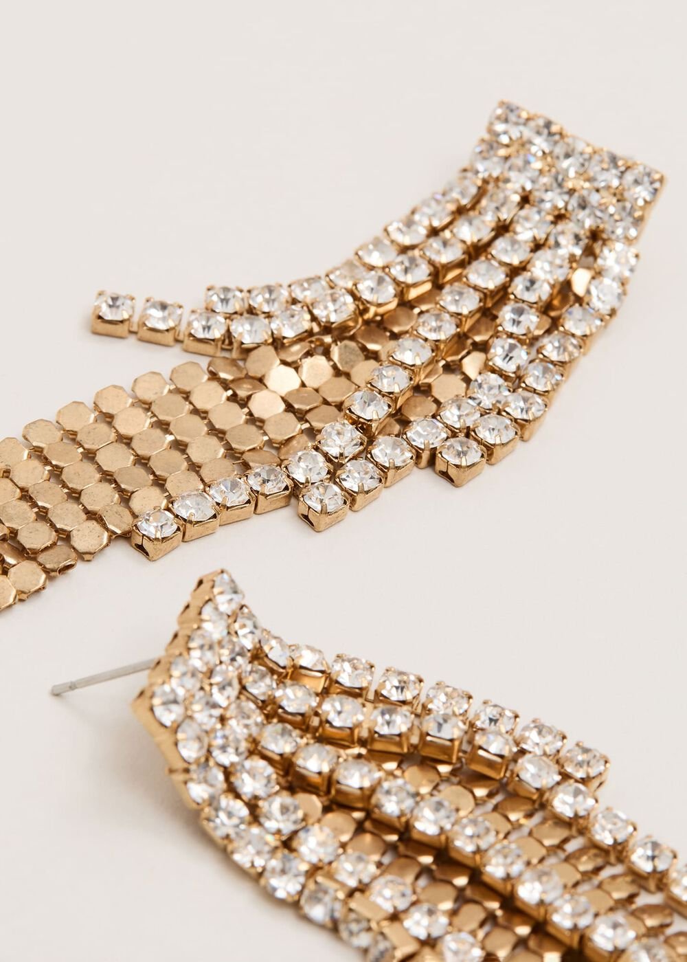 Gold Chainmail Sparkle Drop Earring - Gold