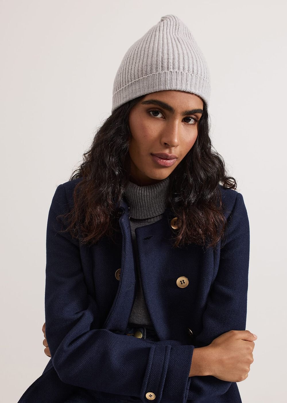 Grey Ribbed Beany Hat - Grey