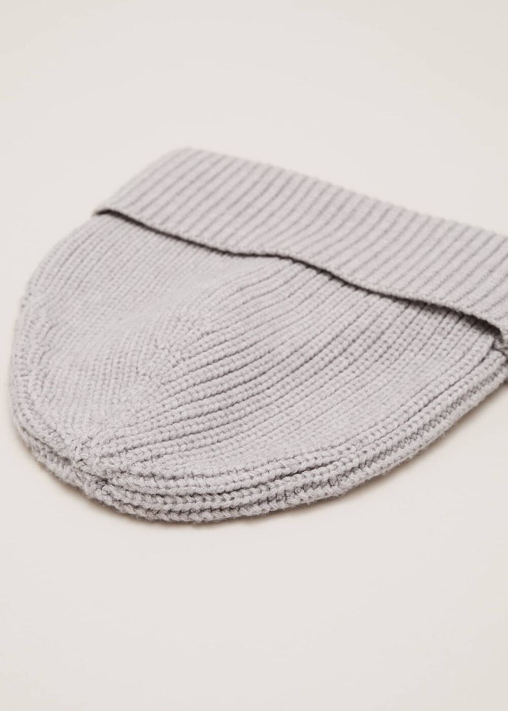 Grey Ribbed Beany Hat - Grey