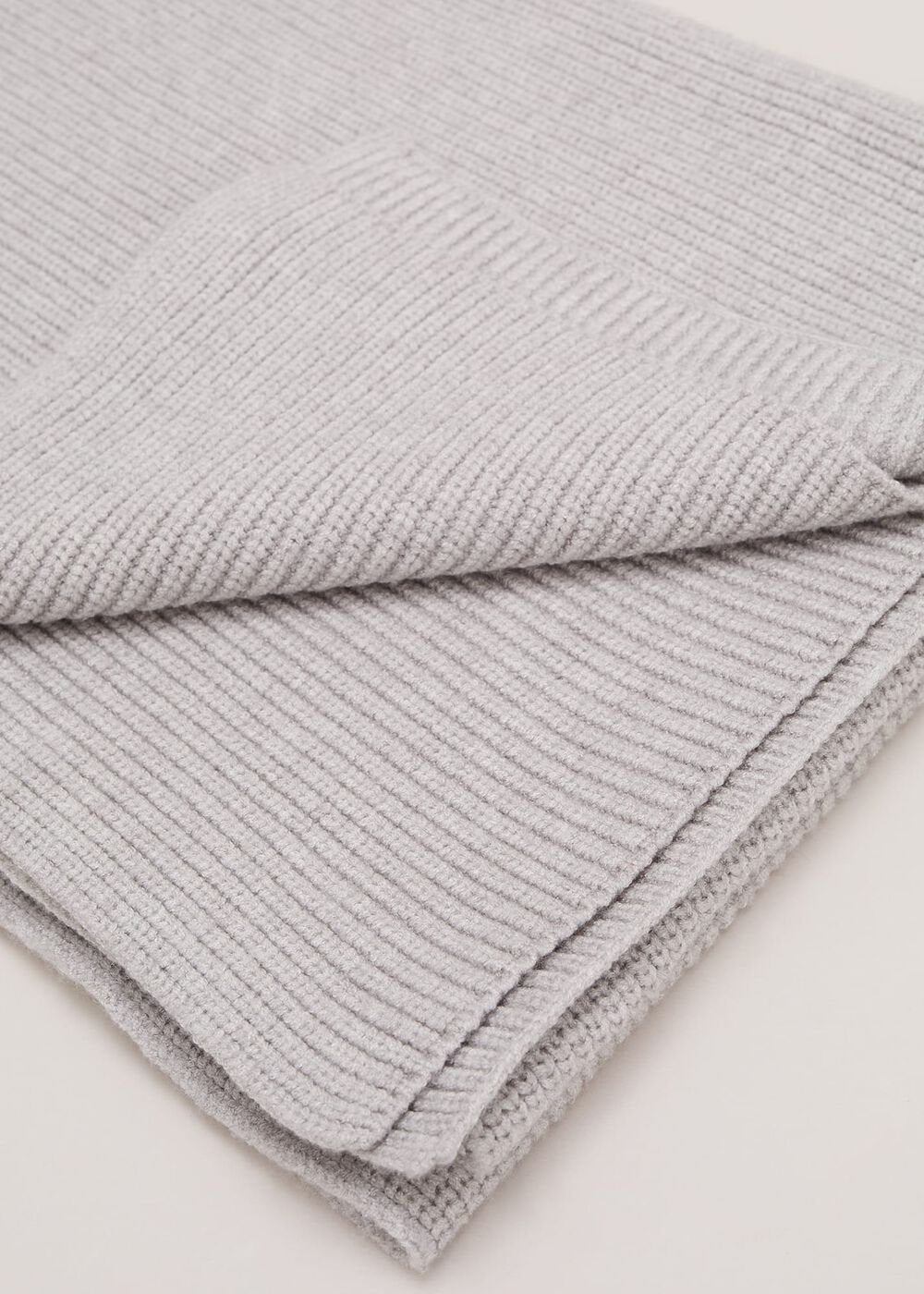 Grey Ribbed Oversized Scarf - Grey