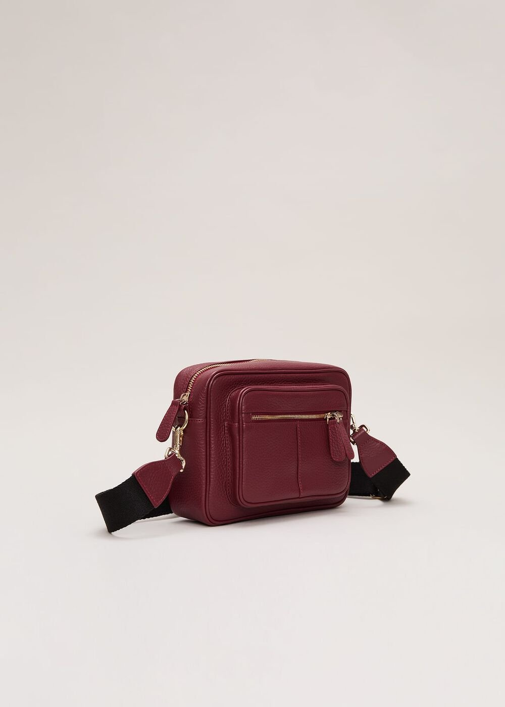 Burgundy Leather Cross Body Bag - Burgundy