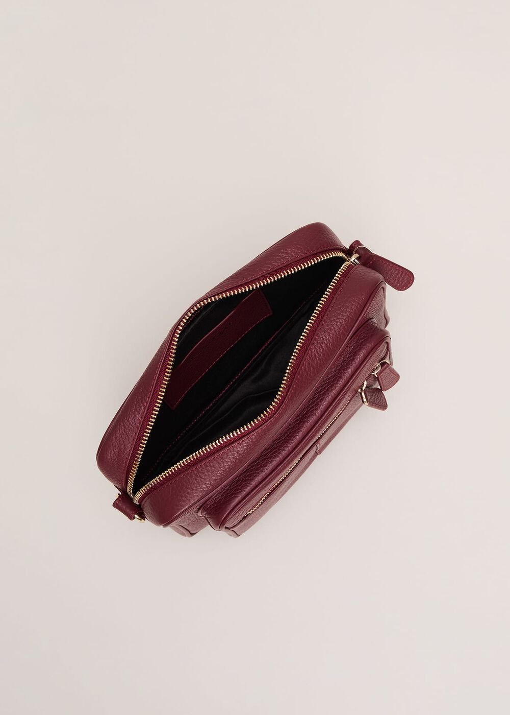 Burgundy Leather Cross Body Bag - Burgundy