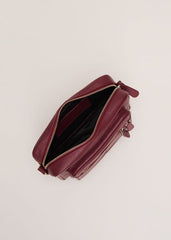 Burgundy Leather Cross Body Bag - Burgundy