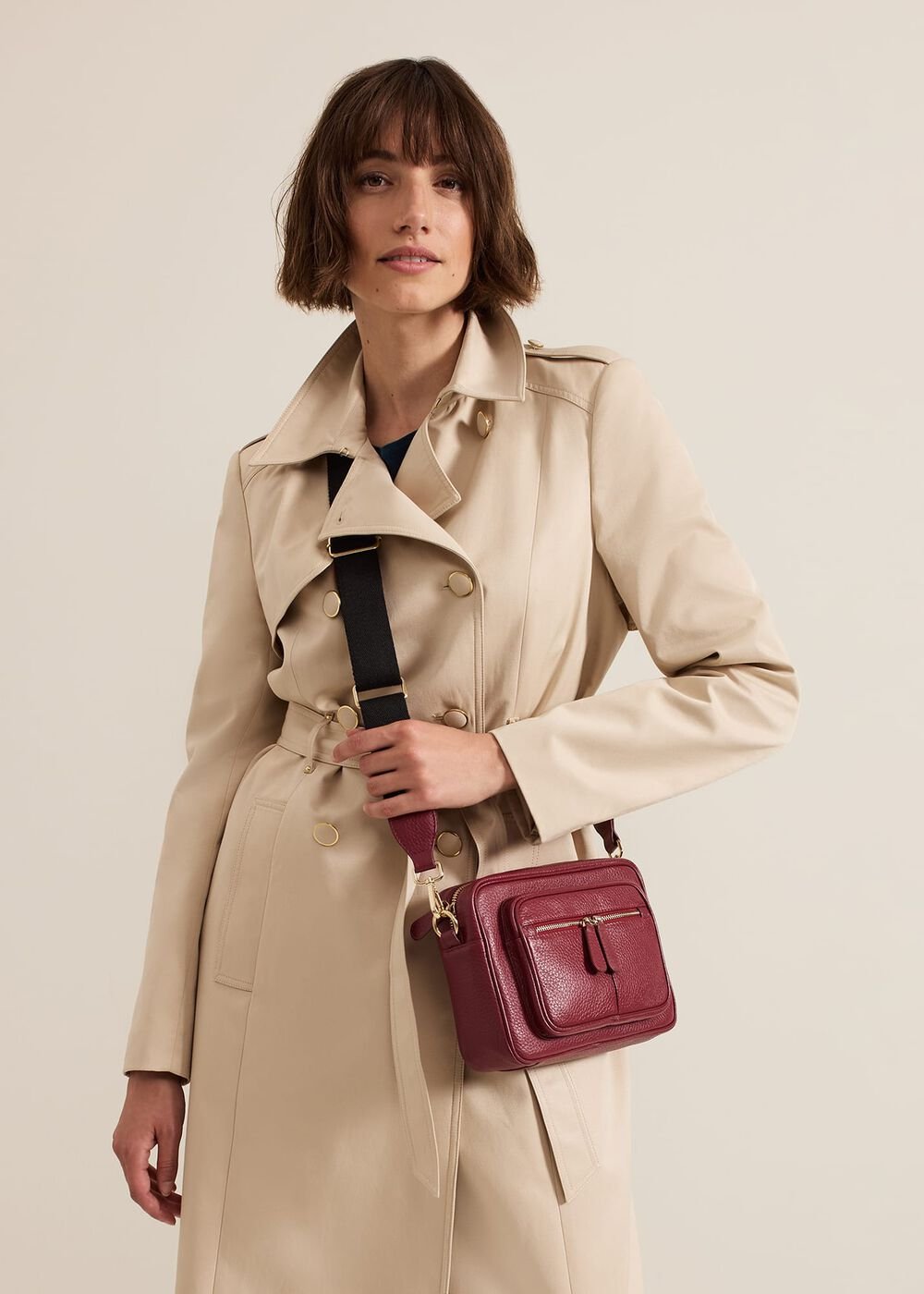 Burgundy Leather Cross Body Bag - Burgundy