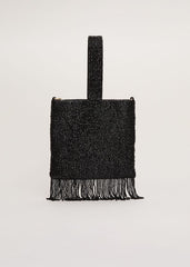 Black Beaded Tassle Bag - Black