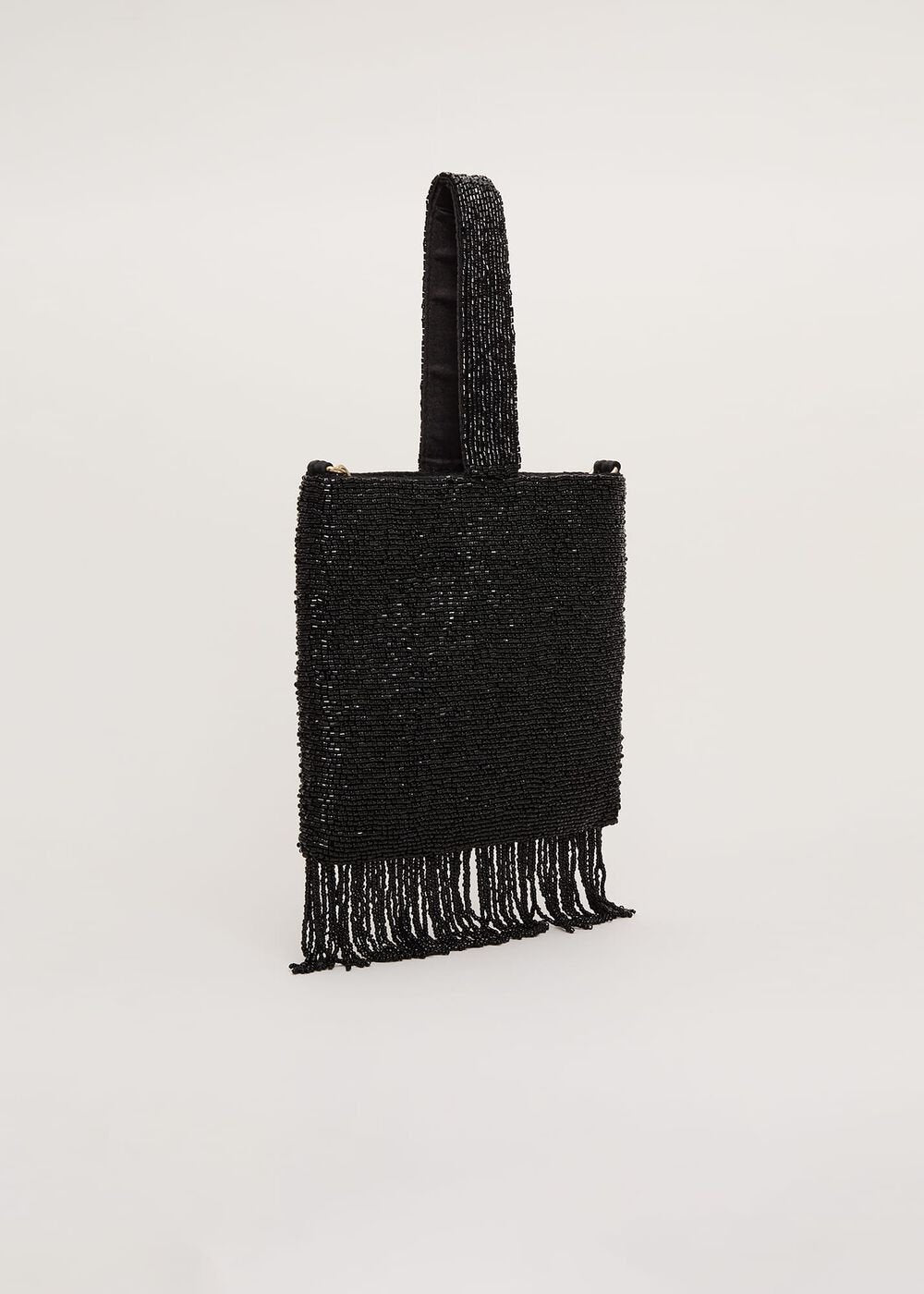 Black Beaded Tassle Bag - Black