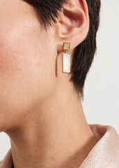 Stone Earring And Necklace Set - Pale Pink