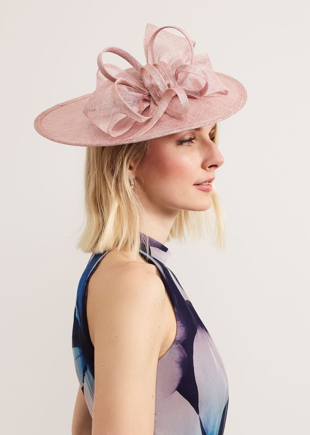 Antique Rose Bow Disc Fascinator - Antique Rose