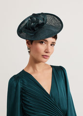 Teal Grossgrain Twist Oval Fascinator - Teal