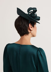 Teal Grossgrain Twist Oval Fascinator - Teal