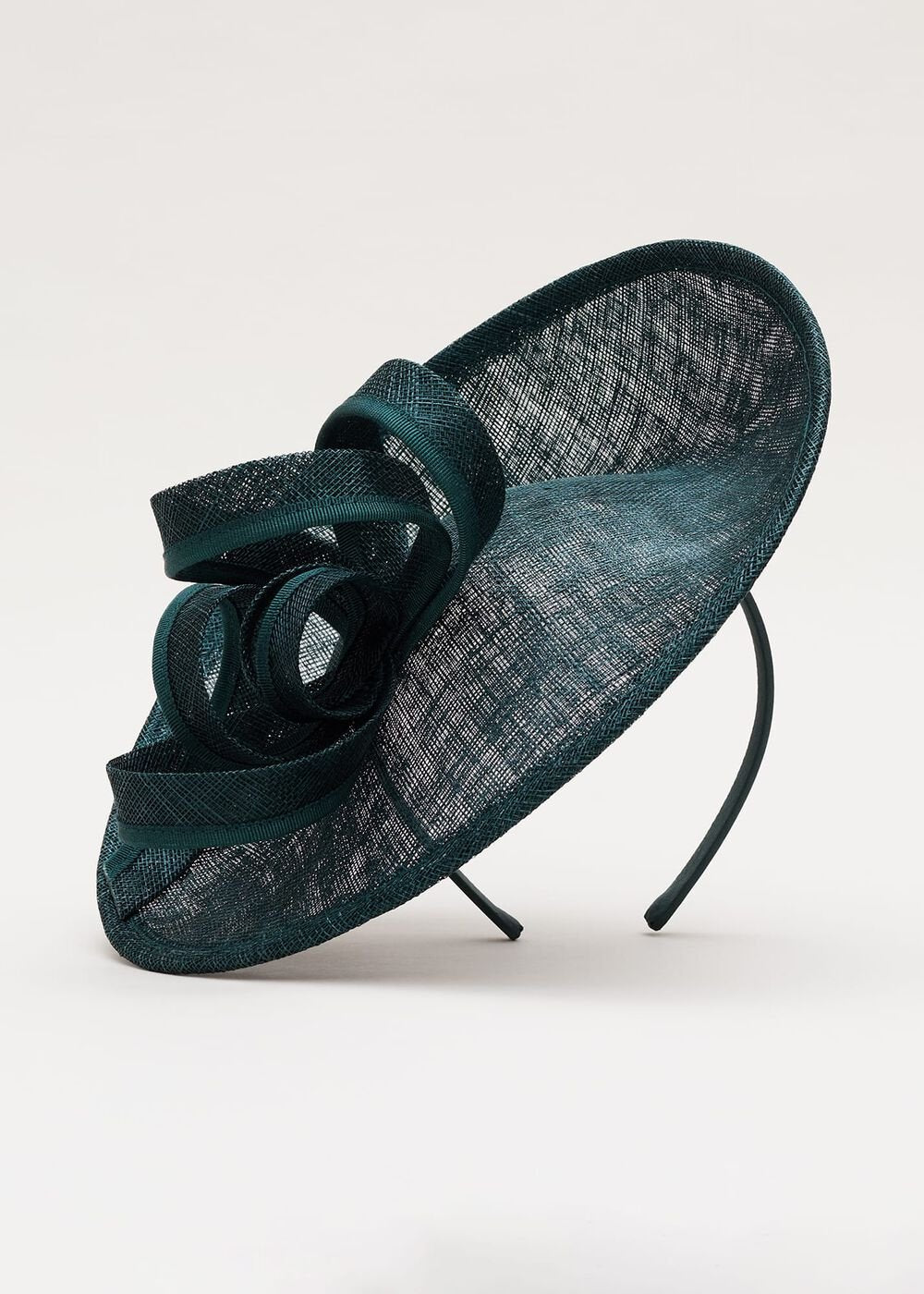 Teal Grossgrain Twist Oval Fascinator - Teal