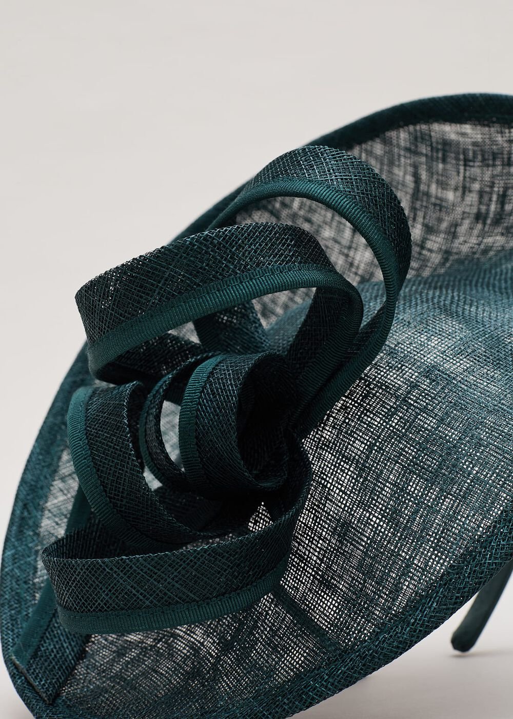 Teal Grossgrain Twist Oval Fascinator - Teal