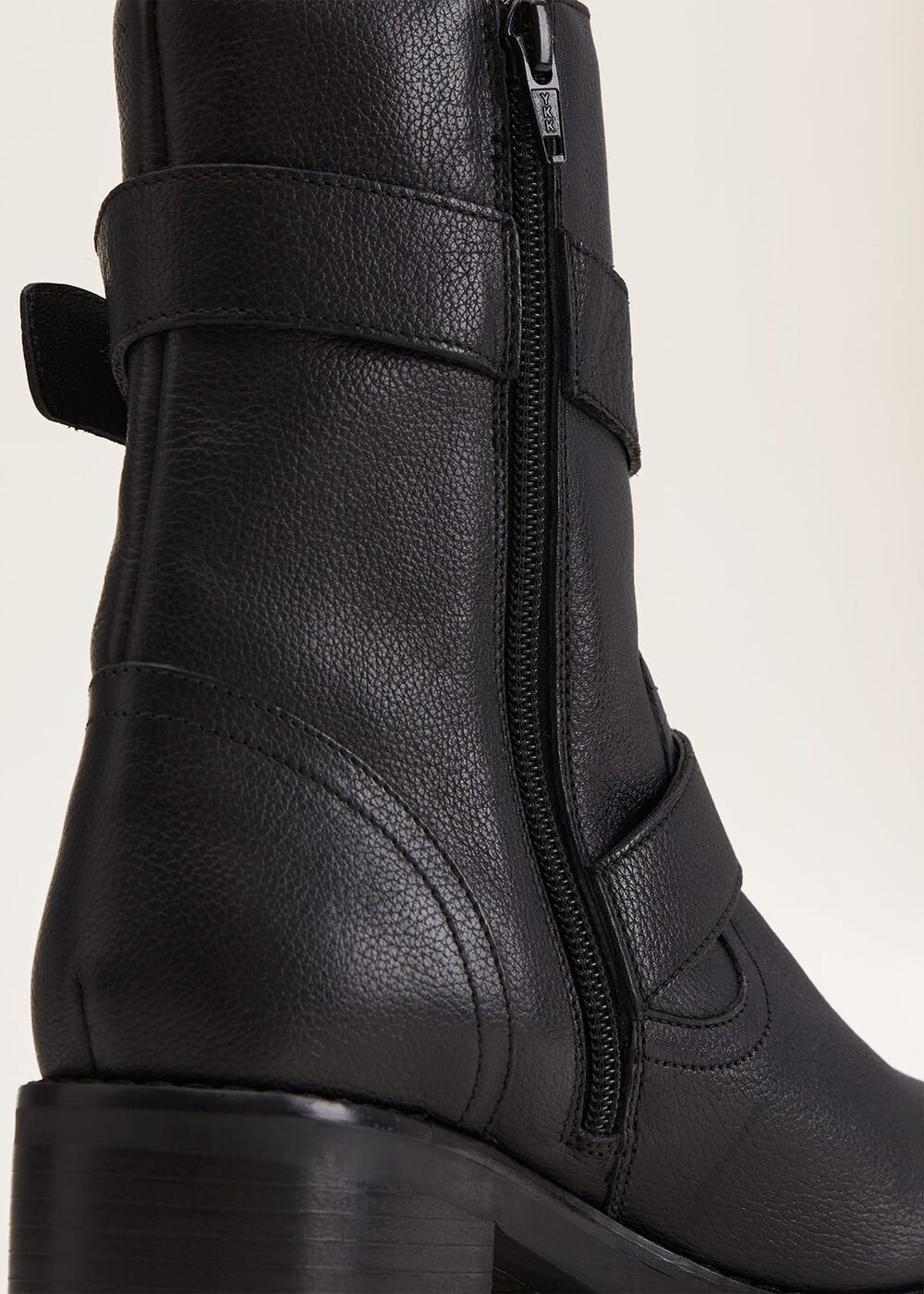 Alaska Black Leather Biker Boots - Black