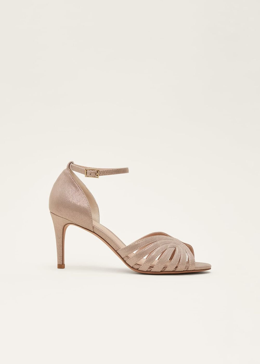 Stitched Metallic Heel Sandal - Metallic