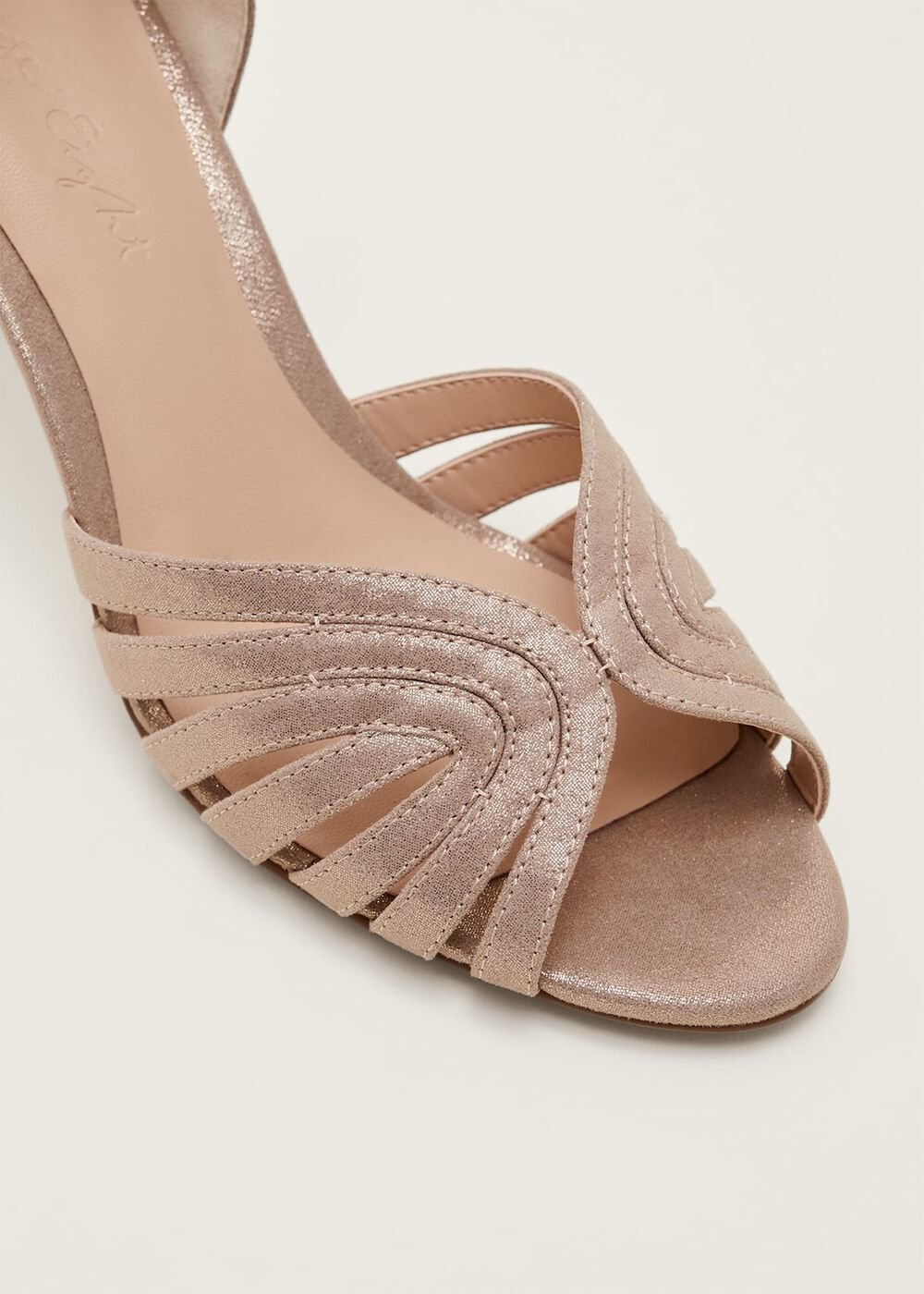 Stitched Metallic Heel Sandal - Metallic