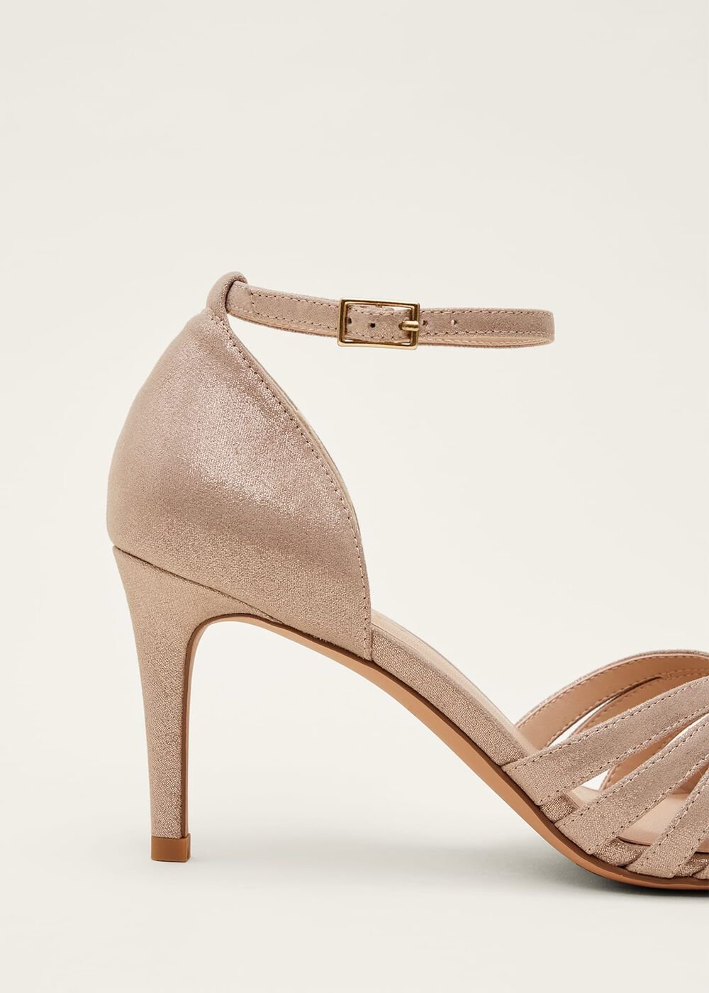 Stitched Metallic Heel Sandal - Metallic